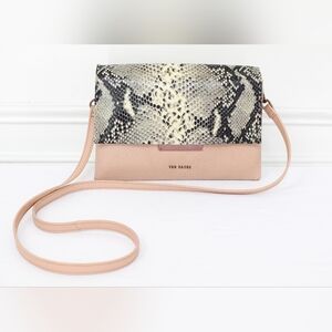 Ted Baker Alani Pink Leather Snakeskin Flap Shoulder Bag Crossbody